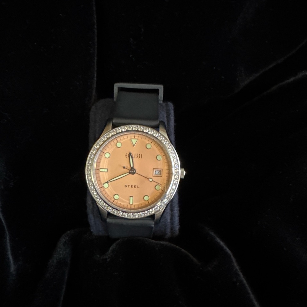 Ecclissi Gold Dial Smartwatch with Black Band